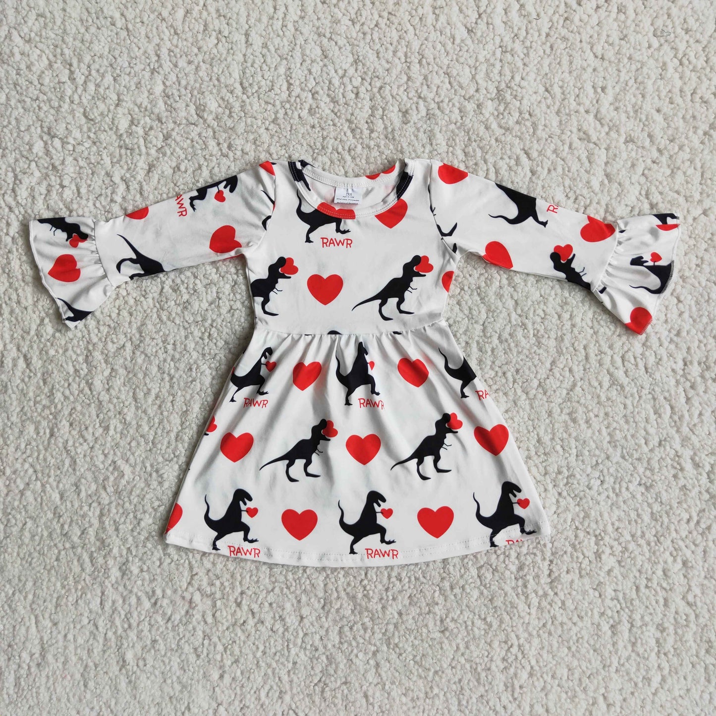 6 A16-12 Baby Girls Valentine's Day Dinosaur Dress $5.5