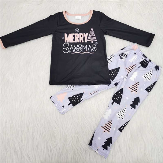 6 A25-16 Baby Girls Merry Christmas Pants Outfit