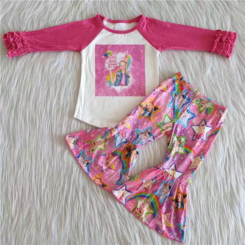 6 A26-5 Baby Girls Bell Bottom Pants Outfit