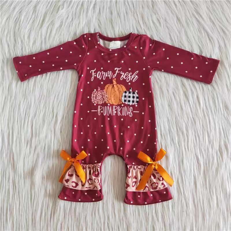 Fall Pumpkin Set With Sequin Ruffle Pants
