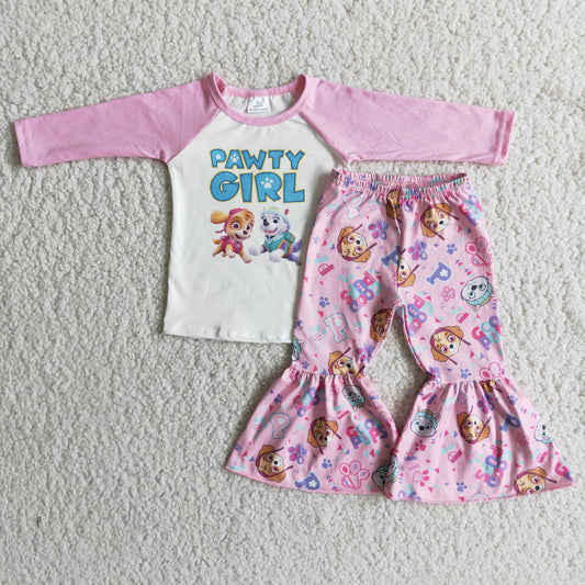 6 A6-2  Baby Cartoon Dog Girls Bell Bottom Pants Set ON SALE