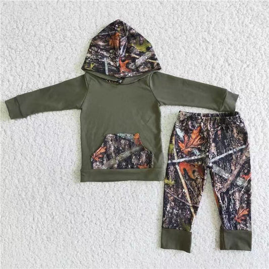 Toddler Boys Outfit Real Trea Camo Hoodie Top Pants Set