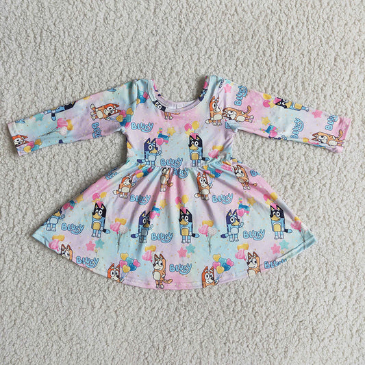 Valentine's Day Blue Dog Twirl Dress