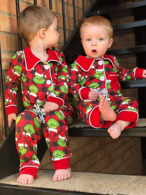 Sibling Design Toddler Boys Girls Christmas Grinc Pajama Set