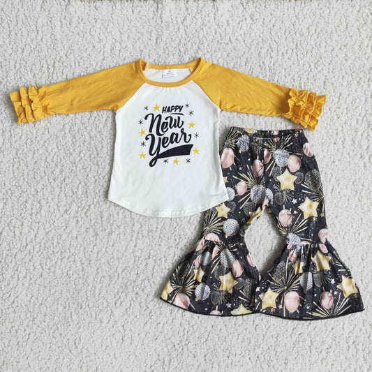 6 B11-2 Happy New Year Bell Bottom Pants Set $2.99
