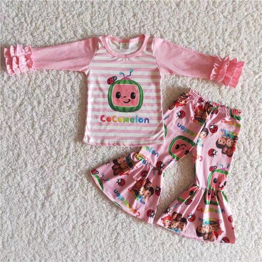 6 B11-23 Baby Girls Bell Bottom Pants Set $1.99