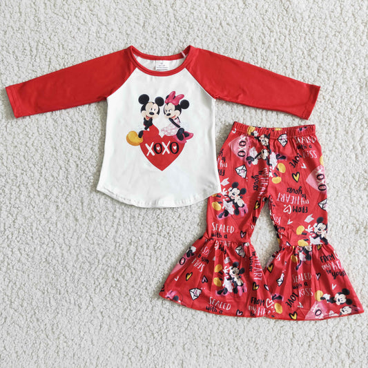 6 B13-28 Baby Girls XOXO Bell Bottom Pants Set