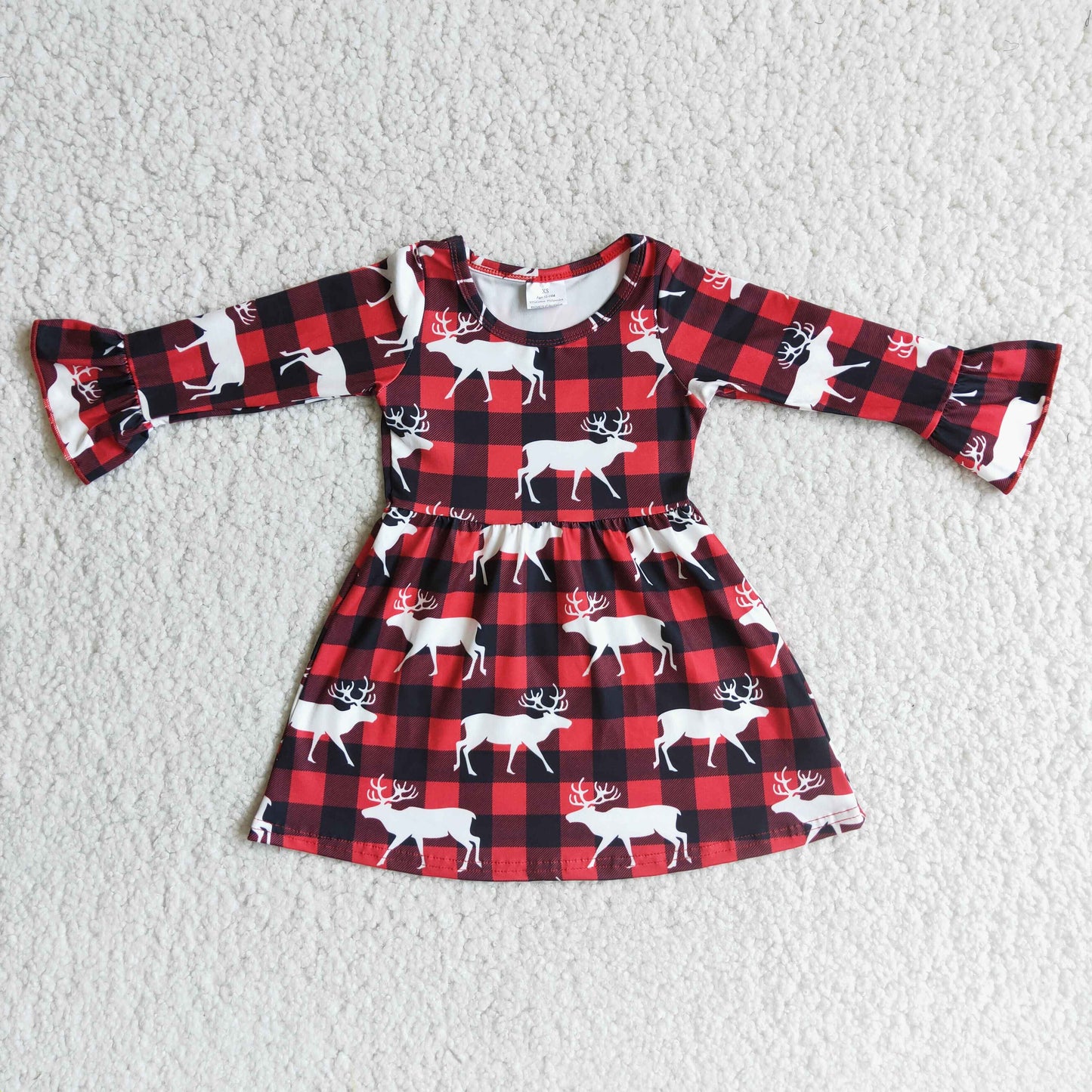 Baby Girls Christmas Deer Long Sleeve Dress On Sale