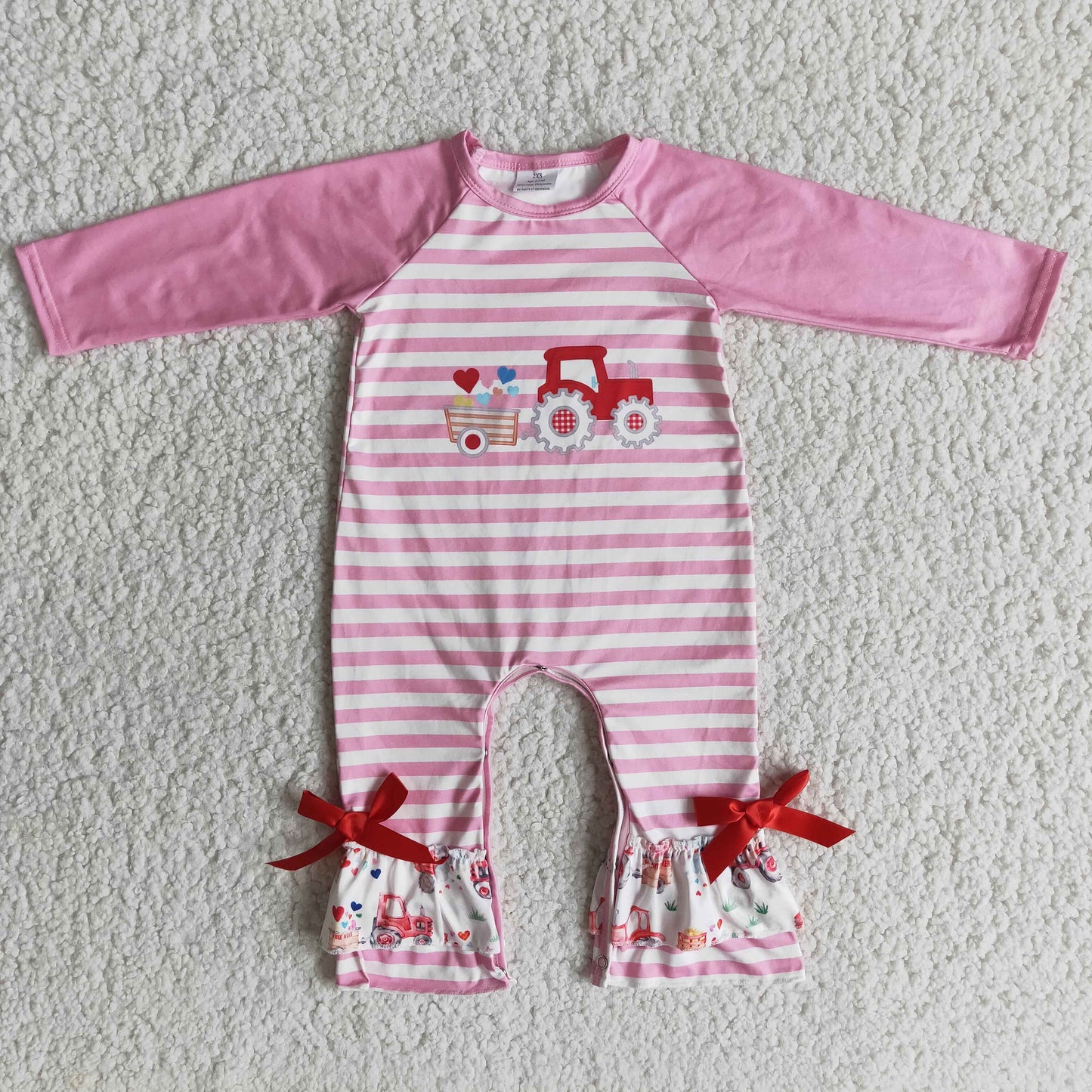 Baby Girls Sibling Valentine's Day Heart Truck Set and Romper On Sale