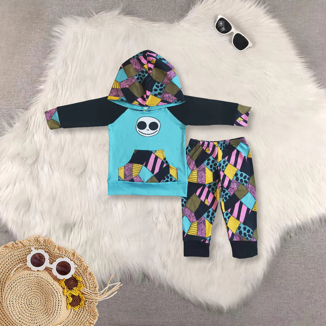 Sibling Baby Boys  Halloween Cartoon  Hoodie Top With Pants Outfit