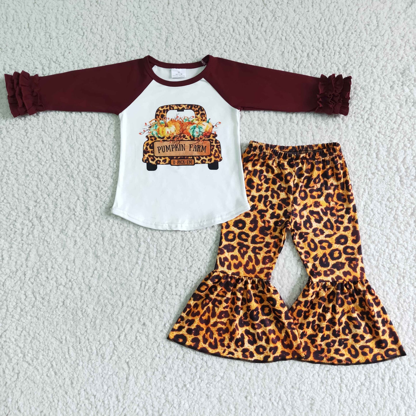 Fall Kids Girls Pumpkin Bell Bottom Pants Outfit $2.99