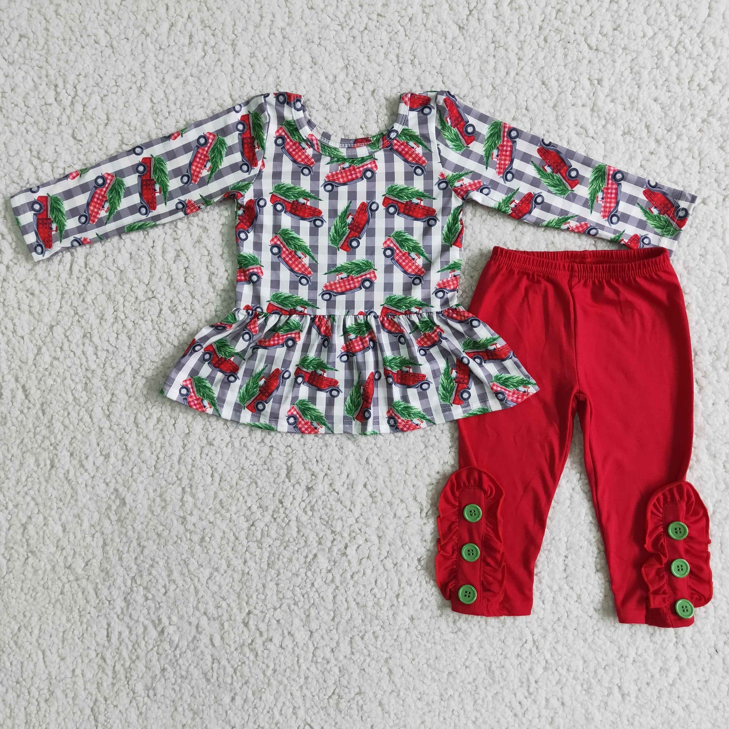 Baby Girls Christmas Tree Red Pants Set