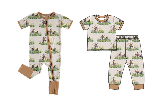 Toddler Baby Brother Hunting Short Sleeve Pajama and Romper Preorder