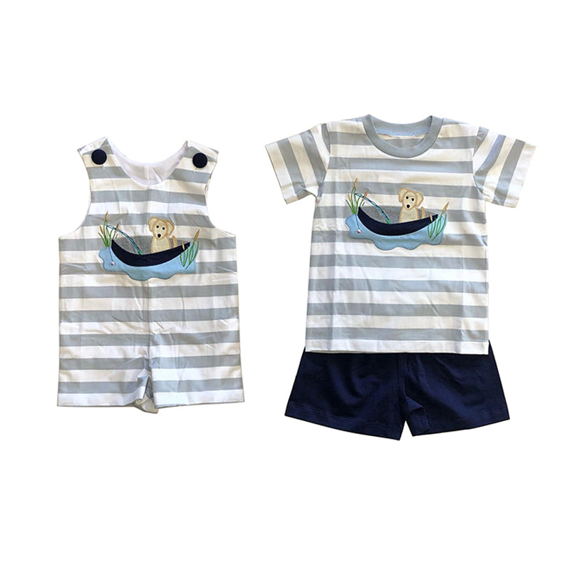 Sibling Baby Brother Summer Hunting Dog Shorts set and Romper