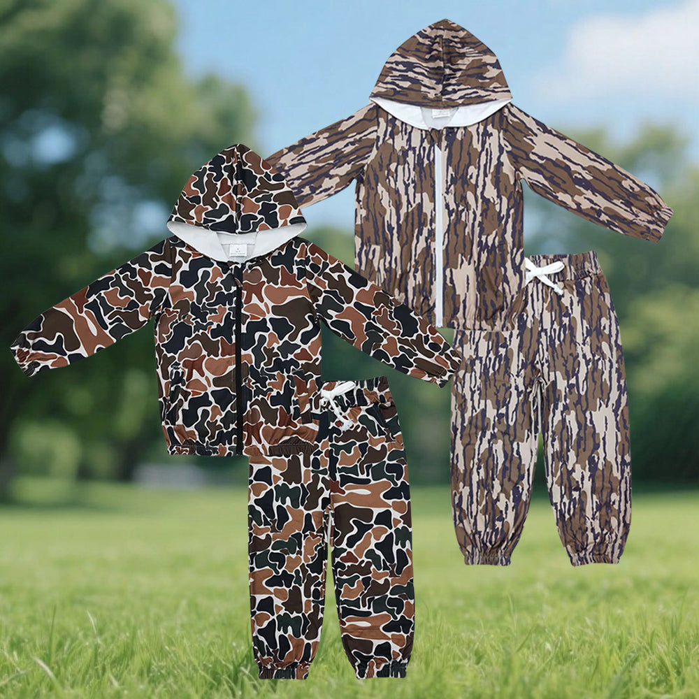 Baby Boys or Girls Camo Pocket Hooded Jacket Jogger Clothes Set