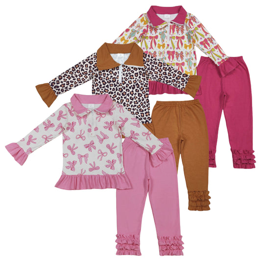 Sibling Baby Girls Zip Pullvoer Top With Icing Leggings Outfit