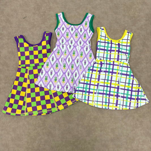 Sibling Baby Girls Mardi Gras Sleeveless Active Dress