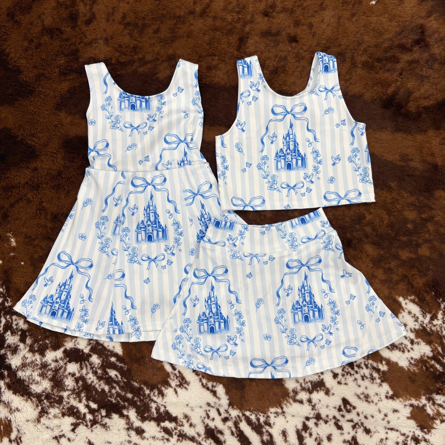 Summer Baby Girls Active Blue Castle Yoga Skort Dress