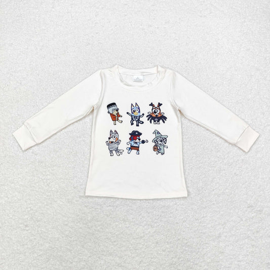 GT0701 Kids Girls Halloween Cartoon Dog Long Sleeve Top