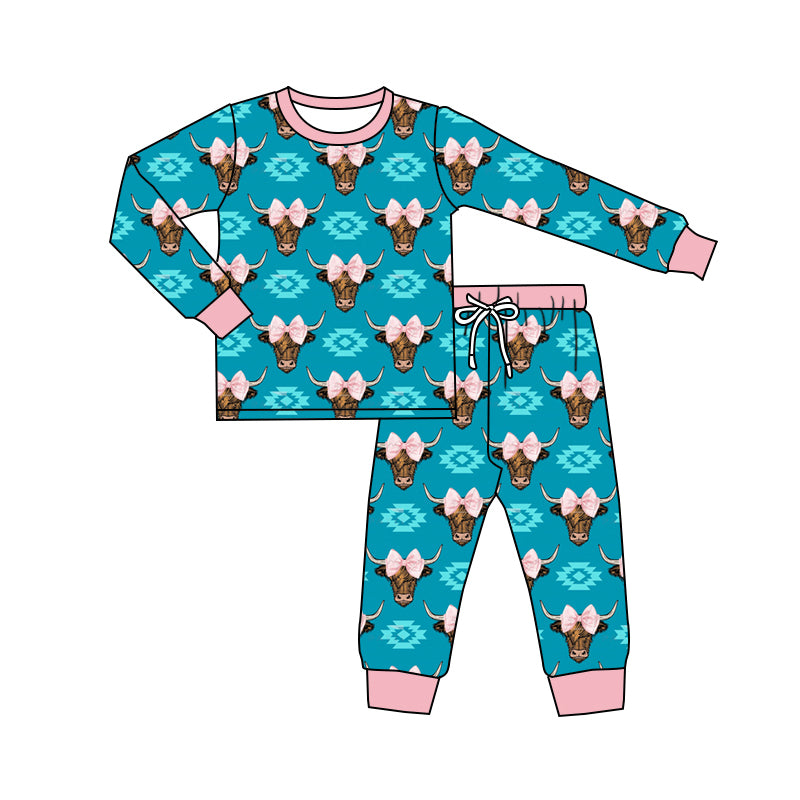 Baby Girls Cow Pink Bow Two Piece Pajama Set 5 MOQ Preorder