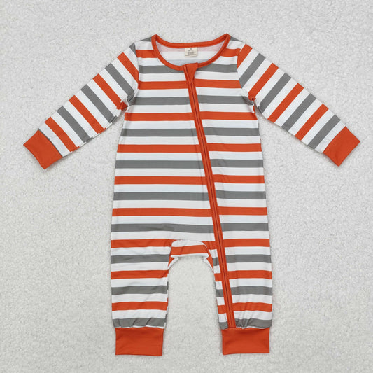 LR1732 Baby Boys Green Orange Long Sleeve Zip Romper