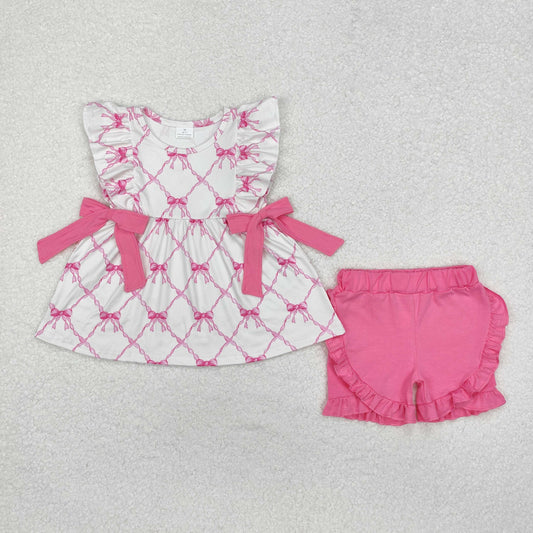 Baby Girls Bow Sleeveless Tunic Top Shorts Set