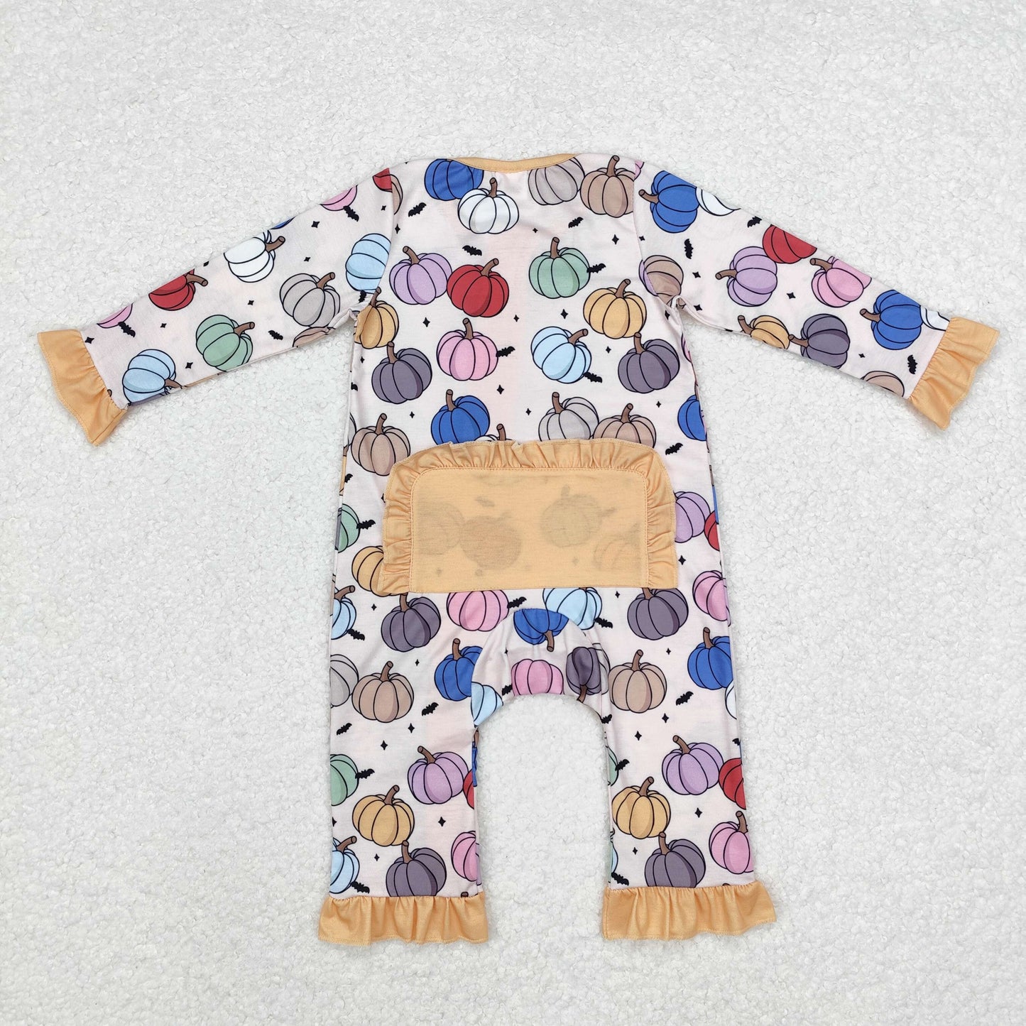 Sibling Girls Sister Fall Colorful Pumpkin Bamboo Pajama Set and Romper