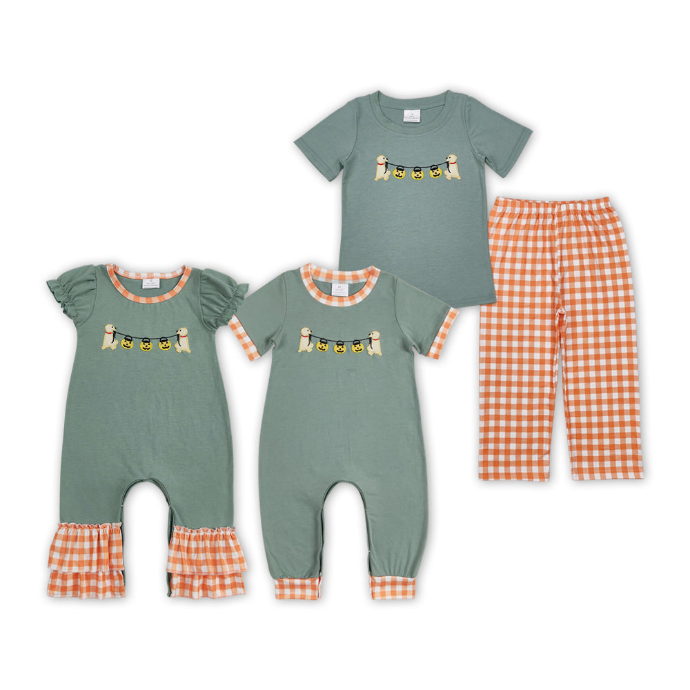 Sibling Baby Girls Boys Halloween Dog Set and Romper