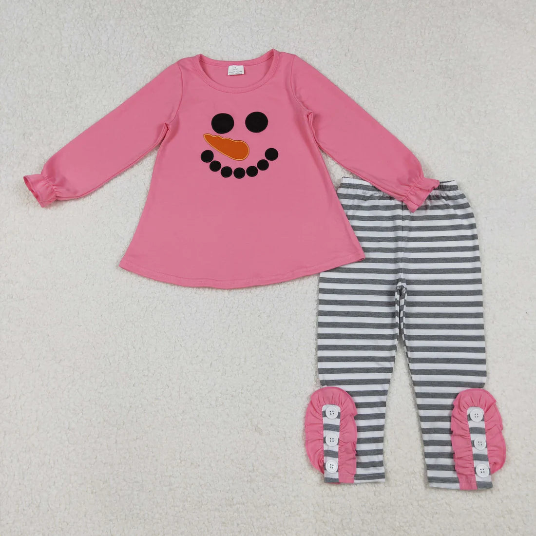 Sibling Baby Boys Girls Winter Applique Snowmen Top With Pants Outfit