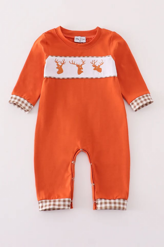 Preorder Baby boys deer orange   long sleeve Romper 5 MOQ