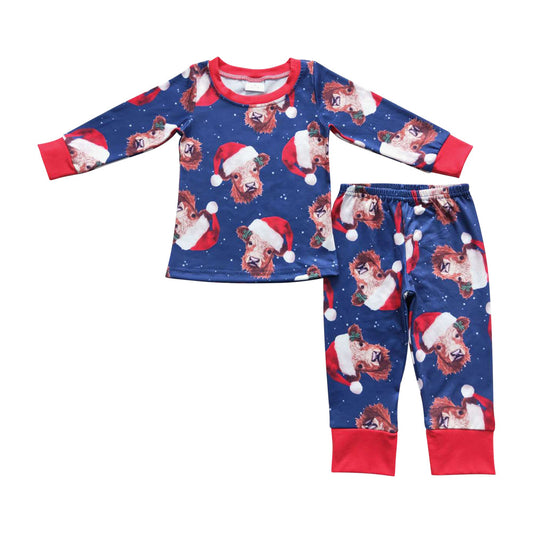 BLP0294 Baby Boys Christmas Highland Cow Pajamas Set