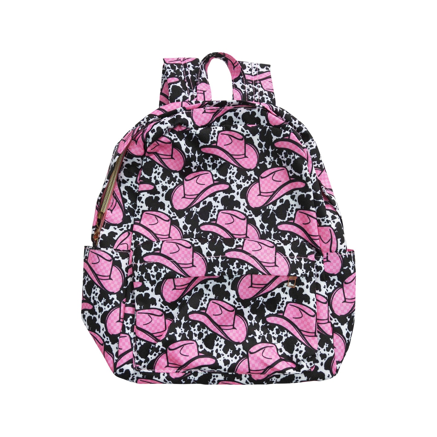 BA0037 Kids Girls Western Cow Hat Print Backpack Bag