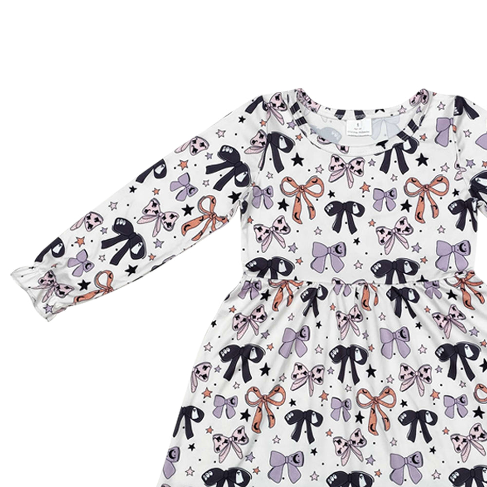 Baby Girls Halloween Bow Long Sleeve Dress