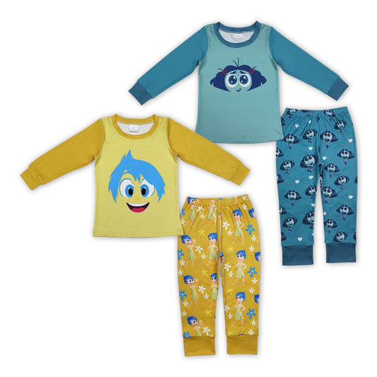 Baby Girls Sibling Face Outside Cartoon Pajama Clothes Set