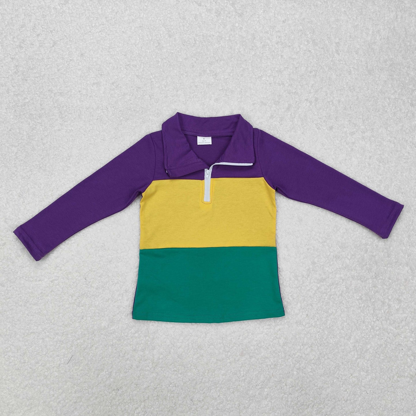 Sibling Baby Kids Long Sleeves Purple Yellow Green Mardi Gras Pullovers And Dresses