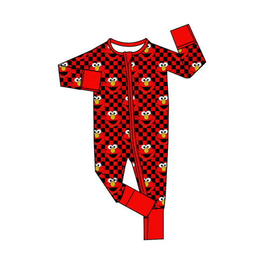 Baby Boys Cartoon Red Checker Long Sleeve Romper Pre-order 3 MOQ