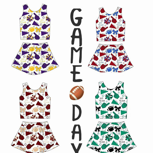 Preorder , 5 MOQ Baby Girls Sport Team Game Day Skort Set