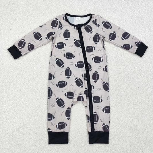 LR1435 Baby Boys Football Long Sleeve Zipper Romper