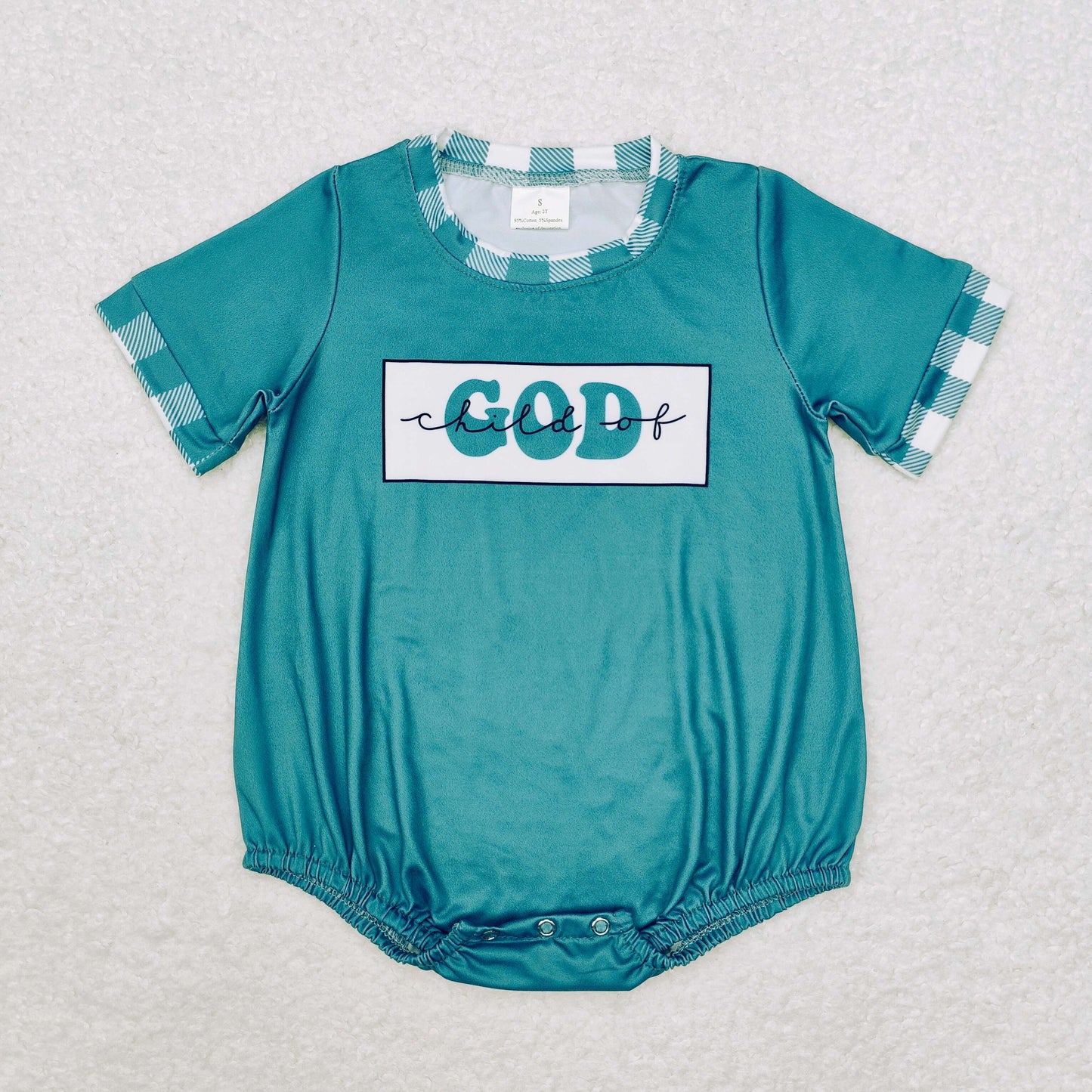 Baby Boys Child Of God Green Short Sleeve Romper