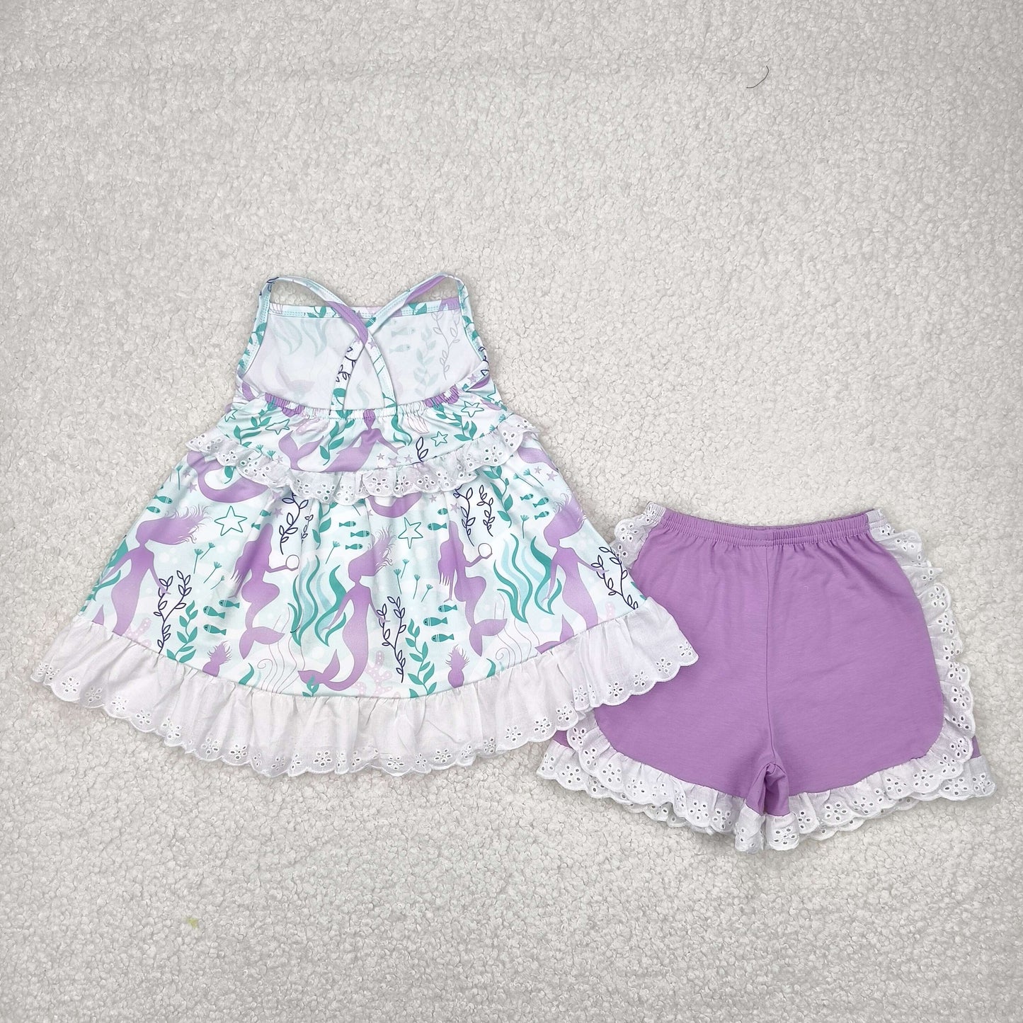 Baby Girls Summer Mermaid Shorts Set