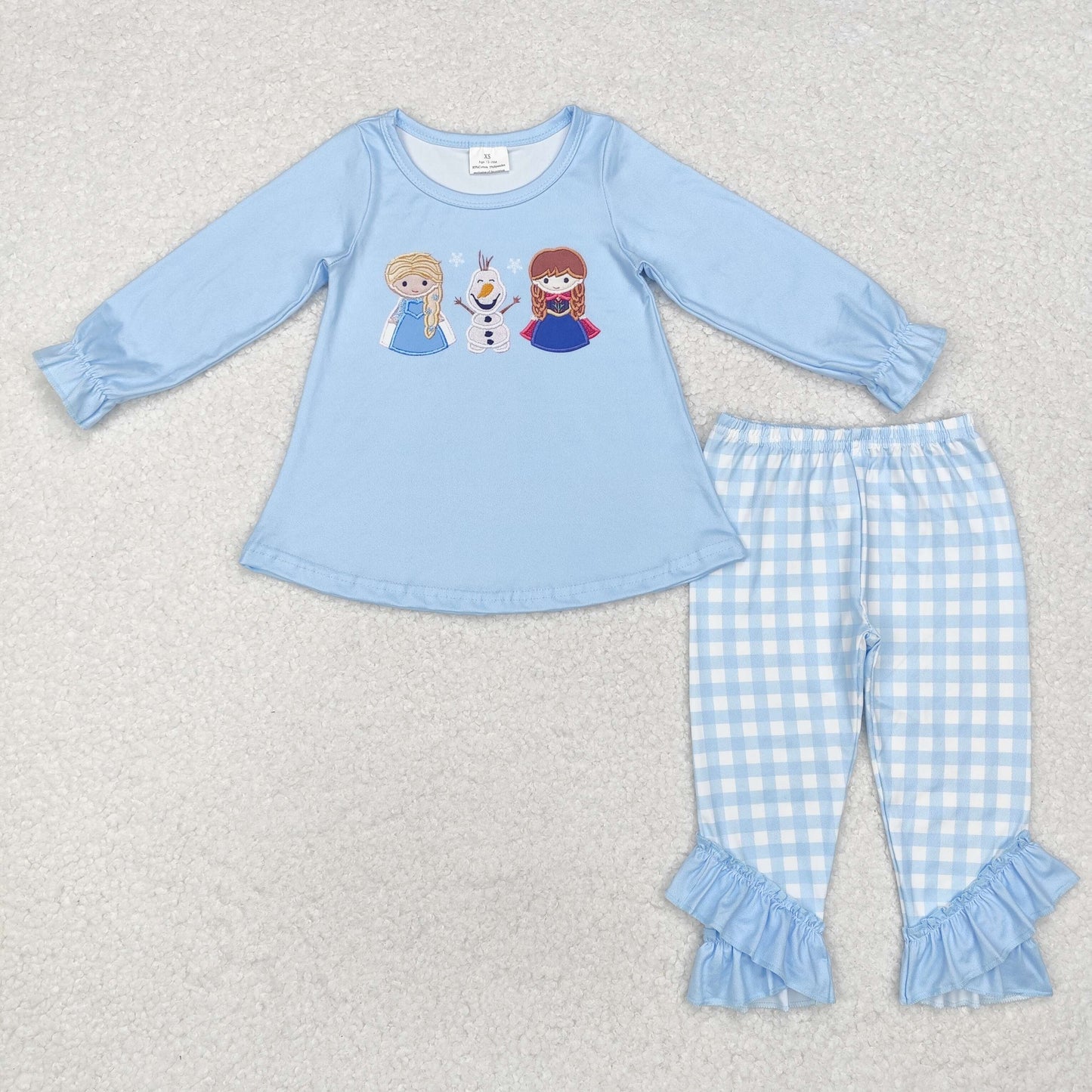 Baby Girls Princess Blue Ruffle Pants Outfit