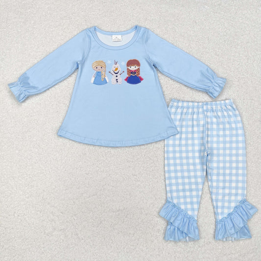 Baby Girls Princess Blue Ruffle Pants Outfit