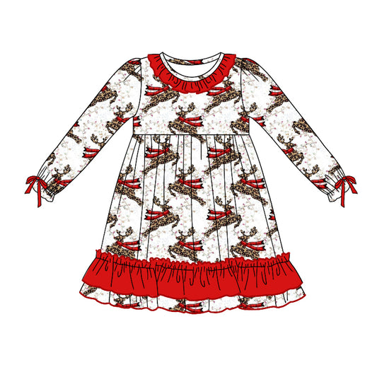 3 MOQ Baby Girls Christmas Deer Long Sleeve Dress Pre-order