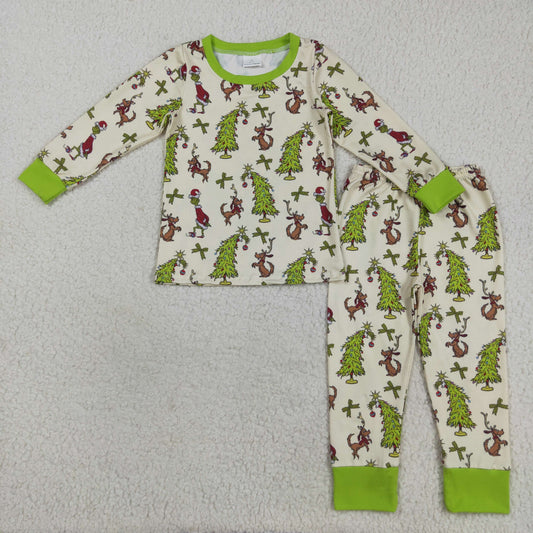 GLP2627 Baby Boys Christmas Tree Dog Pajama Set