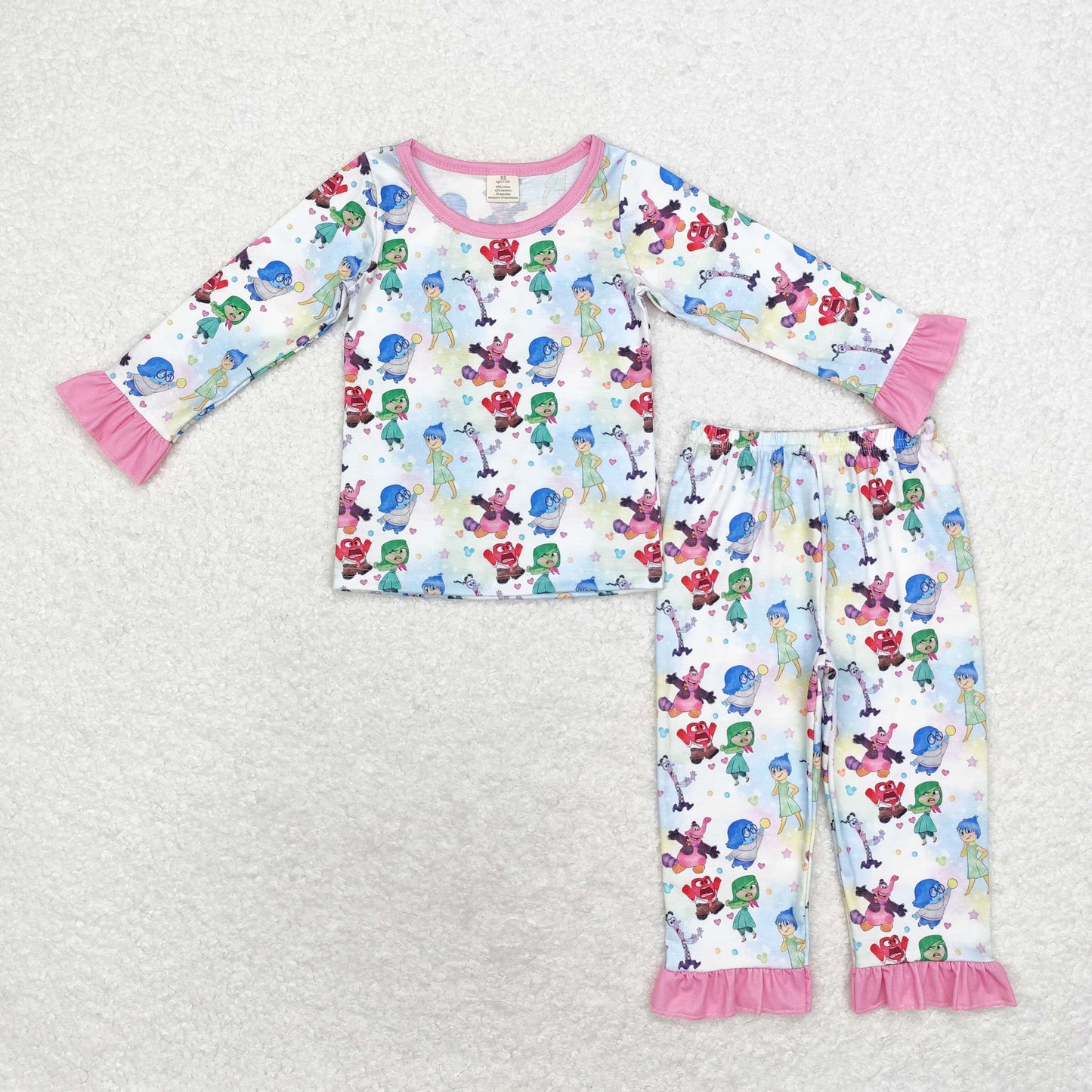 GLP1495  Baby Girls Cartoon Long Sleeve Bamboo Pajama Set