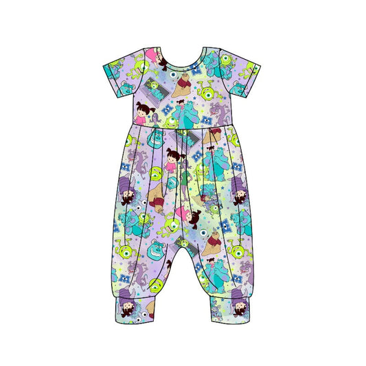 Baby Girls Bamboo Cartoon Monster  Jumpsuit  Pre-order 3 MOQ