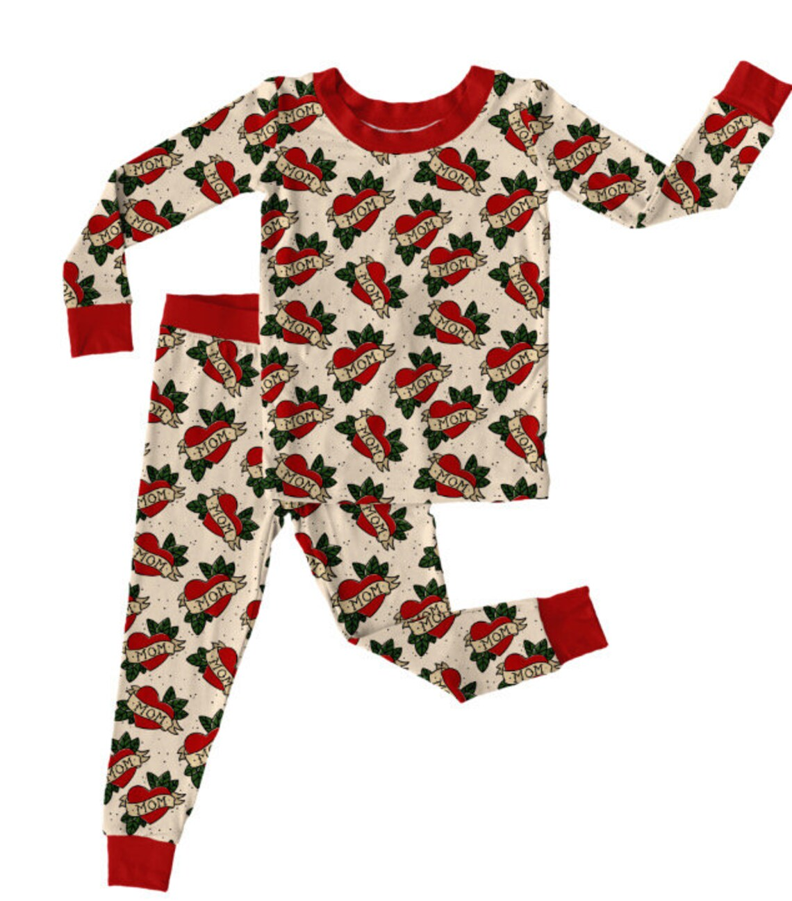 (5MOQ) Baby Boys Love Mom Long Sleeve Pajama Set Pre-order