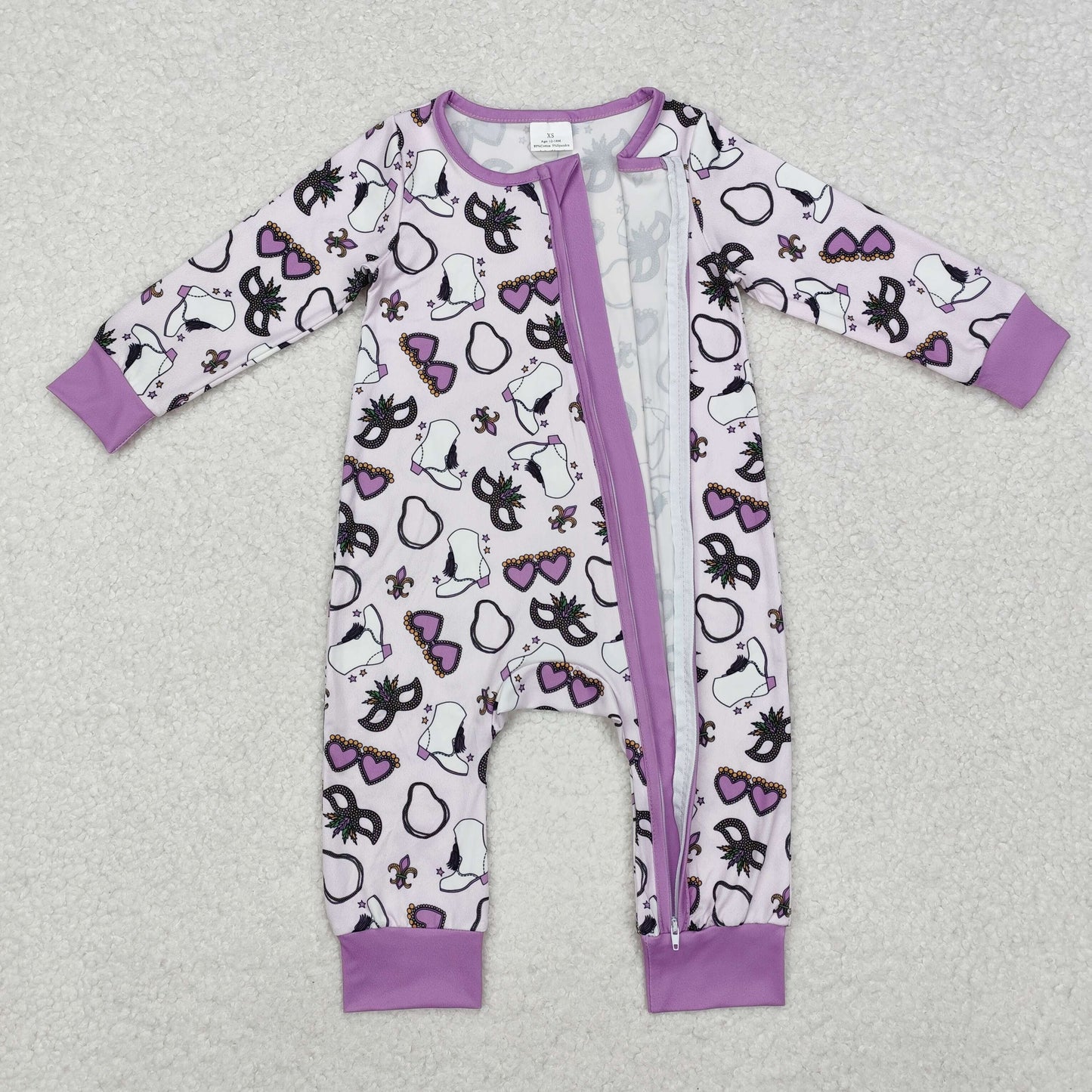 LR2038 Newborn Baby Girls masquerade zip romper