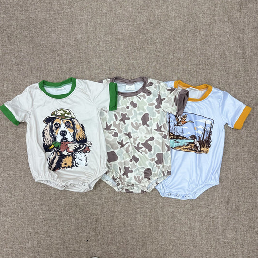 Baby Boys Hunting Camo Short Sleeve Bubble Romper