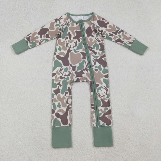 LR2582 Baby Boys Hunting Camo Long Sleeve Romper
